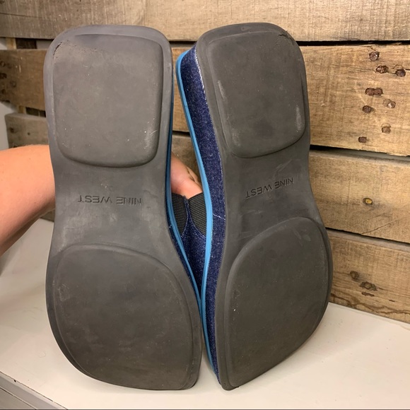 VINTAGE Nine West Y2K Denim Square Toe Embroidered Platform Slides Size 7.5 - Picture 10 of 12